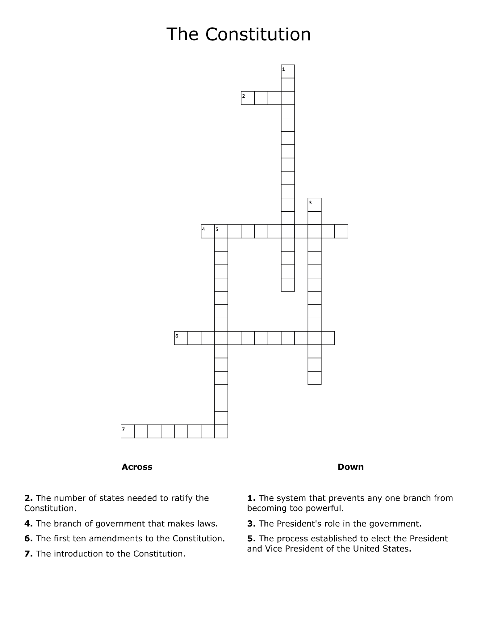 U S Constitution Printable Word Search And Crossword Puzzle Pack 