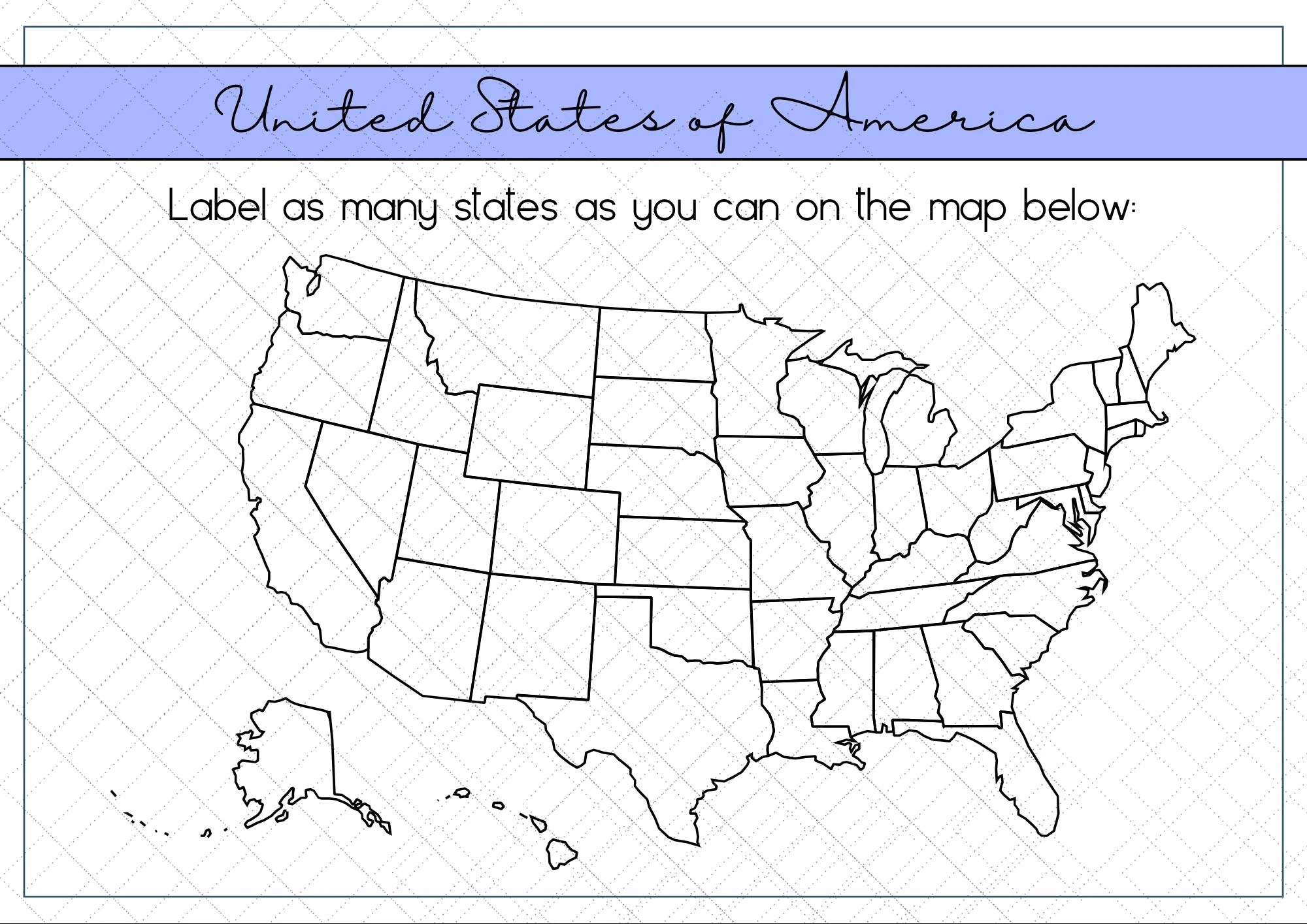 United States Map Worksheets Printable