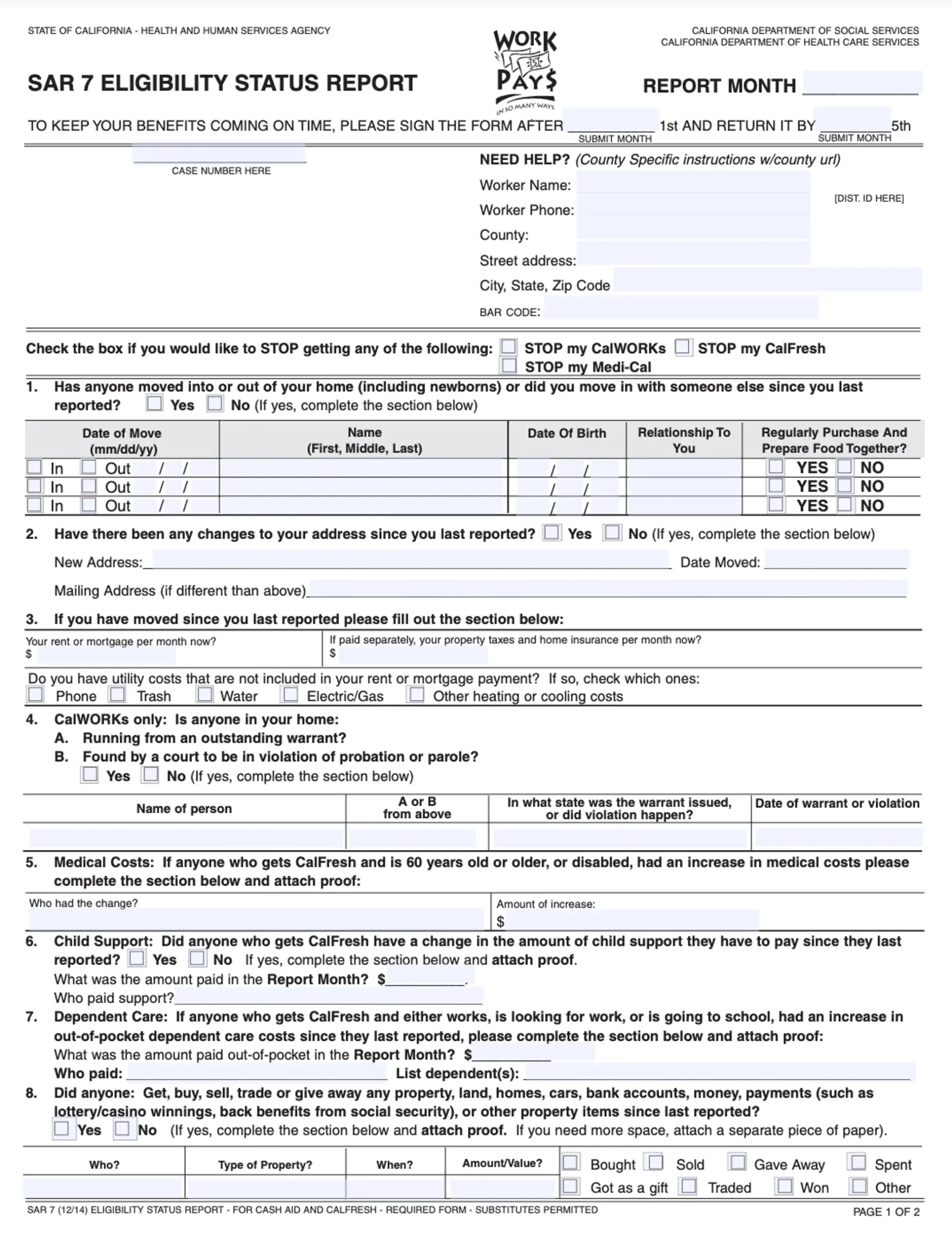 Understanding And Completing The SAR 7 Form For CalFresh Benefits 