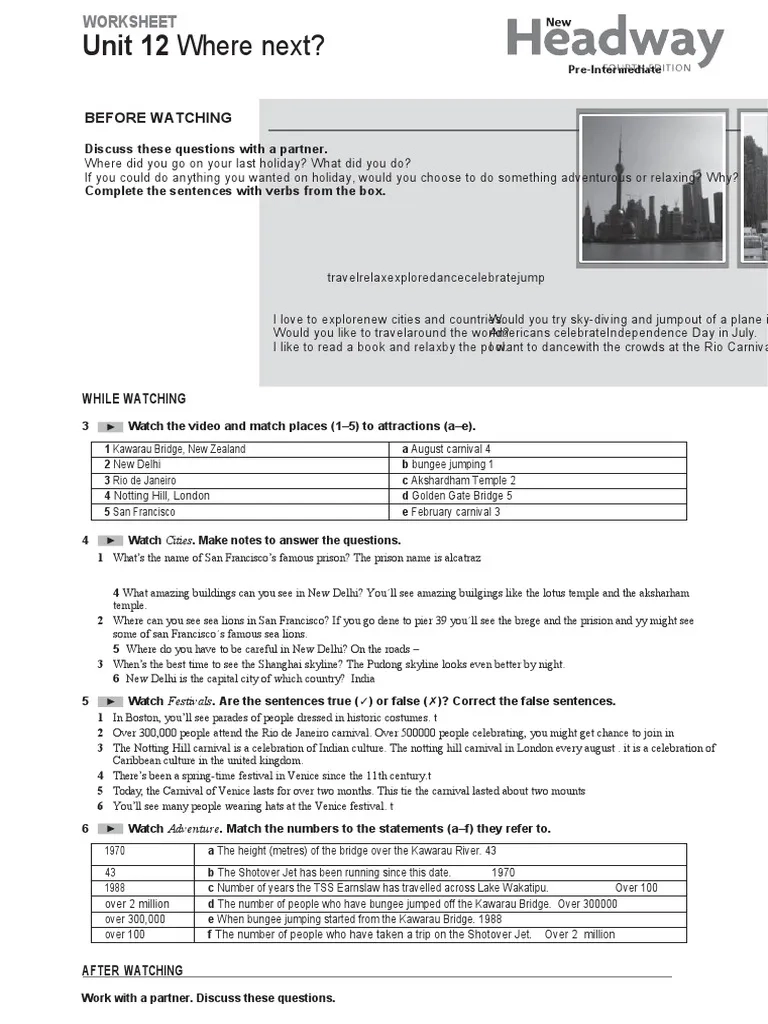 Unit 12 Where Next Before Watching PDF Carnival 