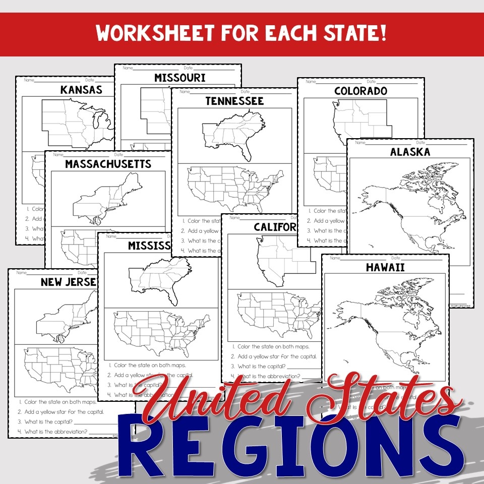 United States Regions Worksheets And Printables Homeschool 