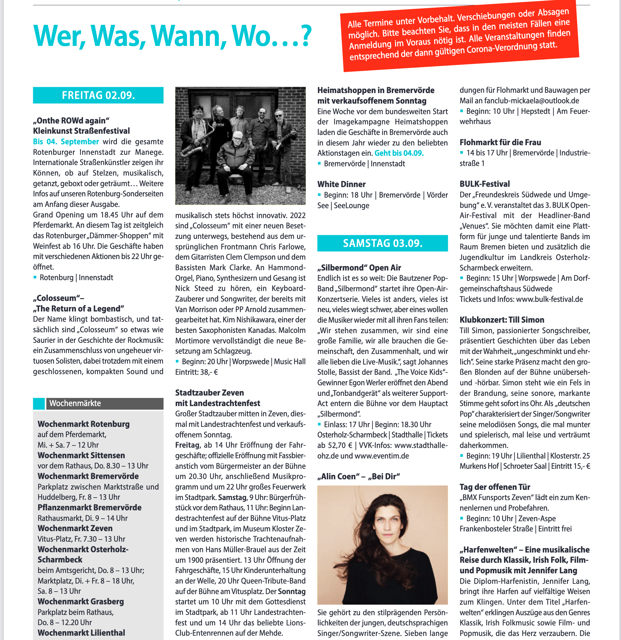 Veranstaltungstipps ber Das Wochende 01 09 Bis 08 09 2022 