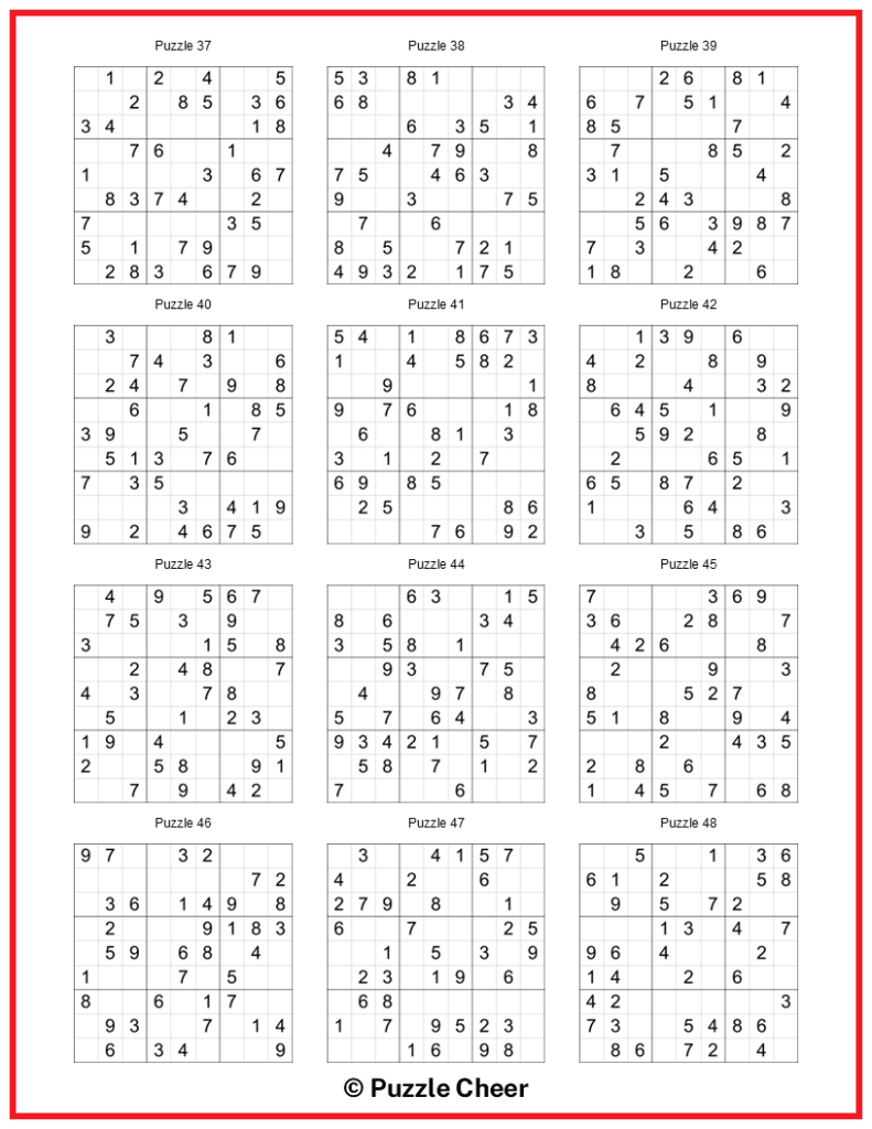Sudoku Puzzles Easy Printable Free