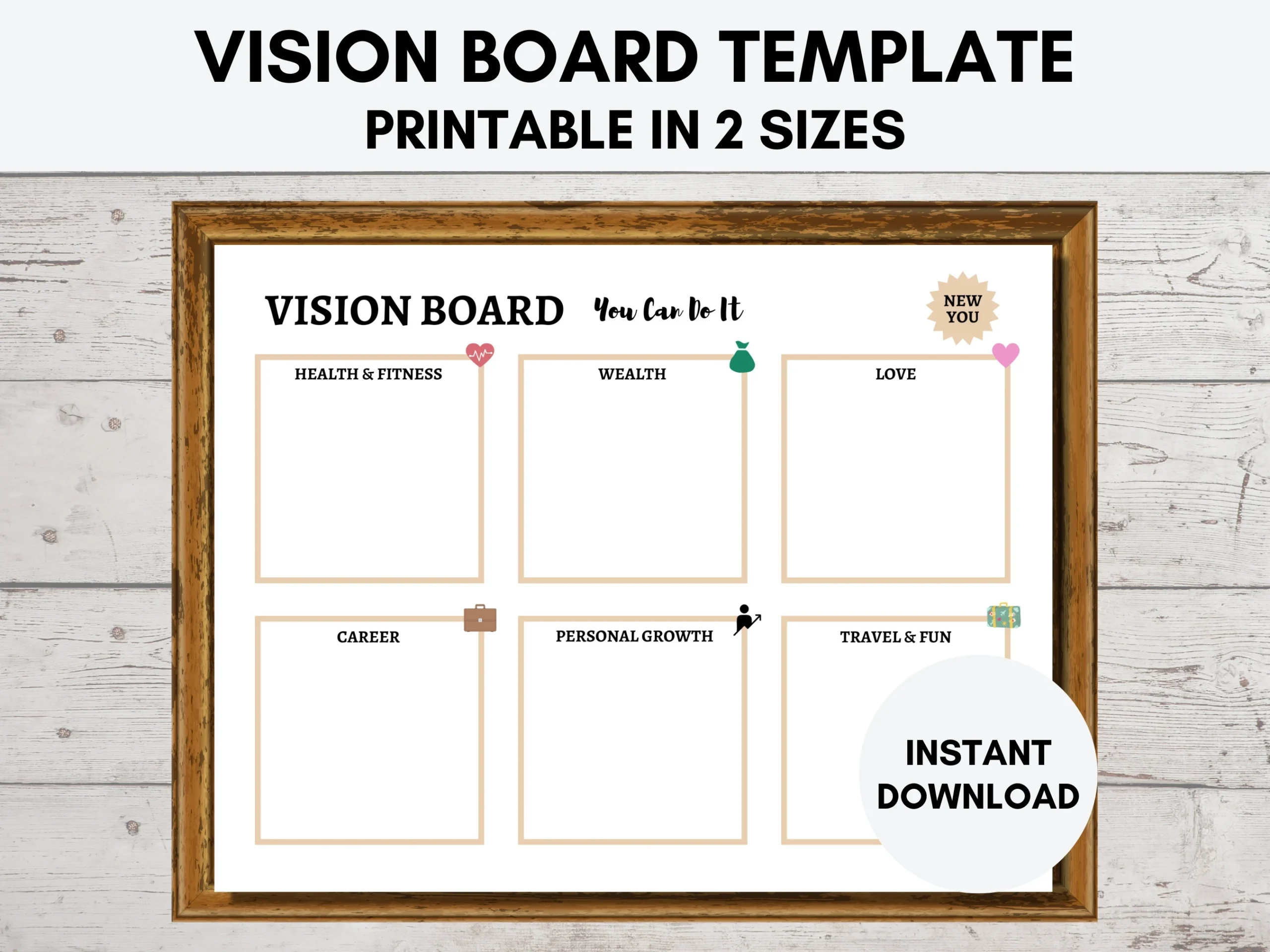 Vision Board Template Goal Board Dream Board Sofort Download 