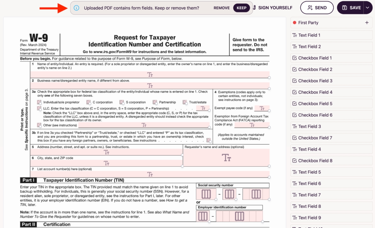 W9 Form Sample For Llc