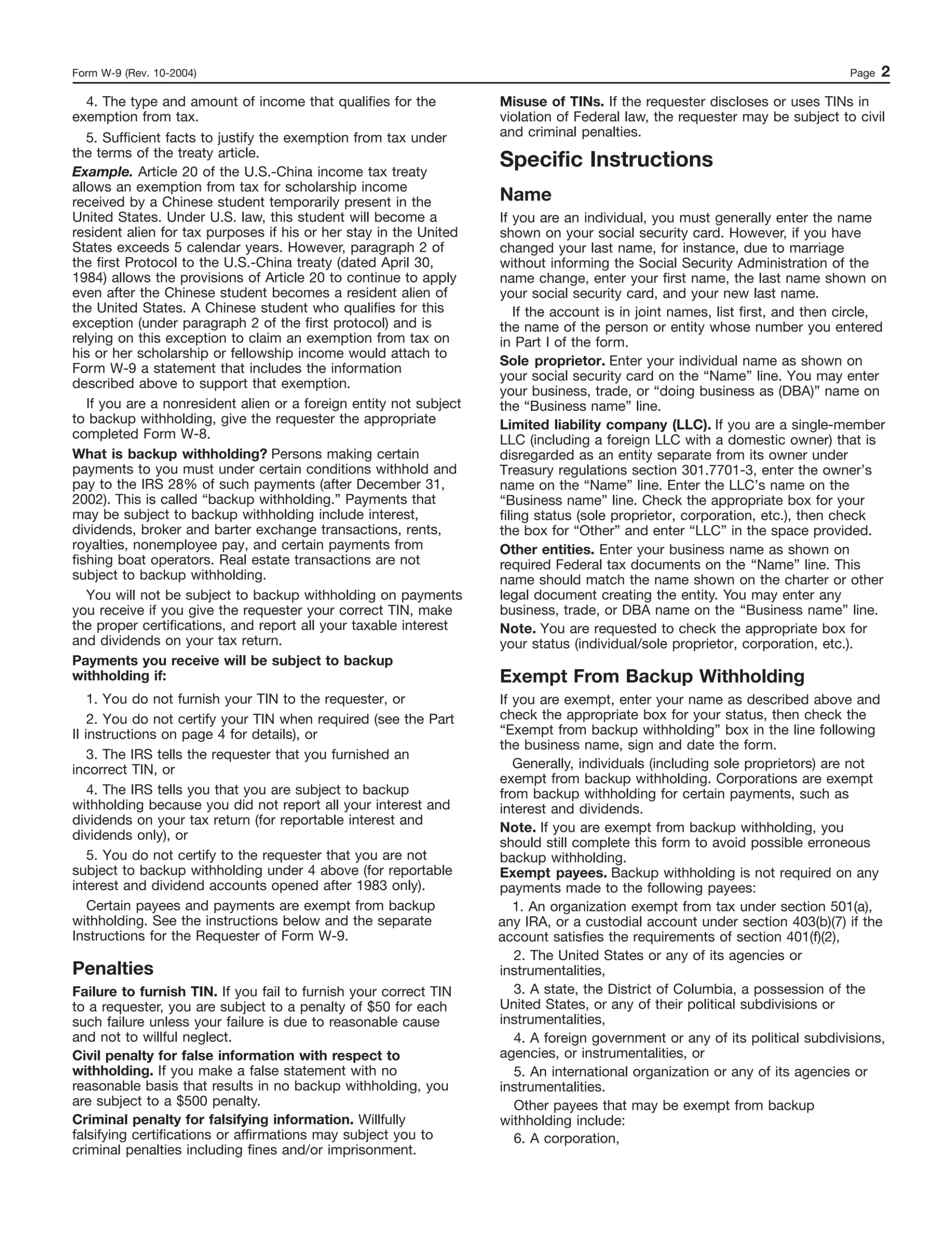 Blank W9 Form 2026 Instructions