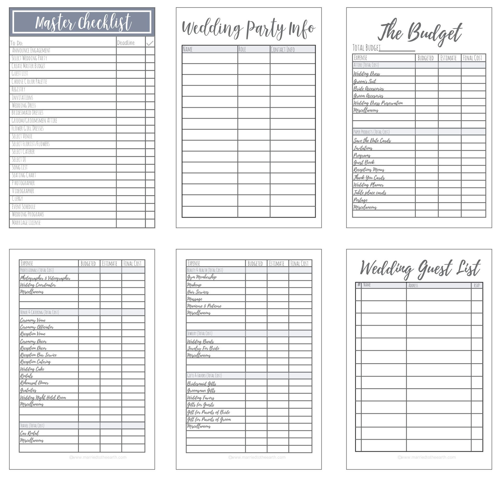 Wedding Planning 10 Free PDF Printables Printablee 