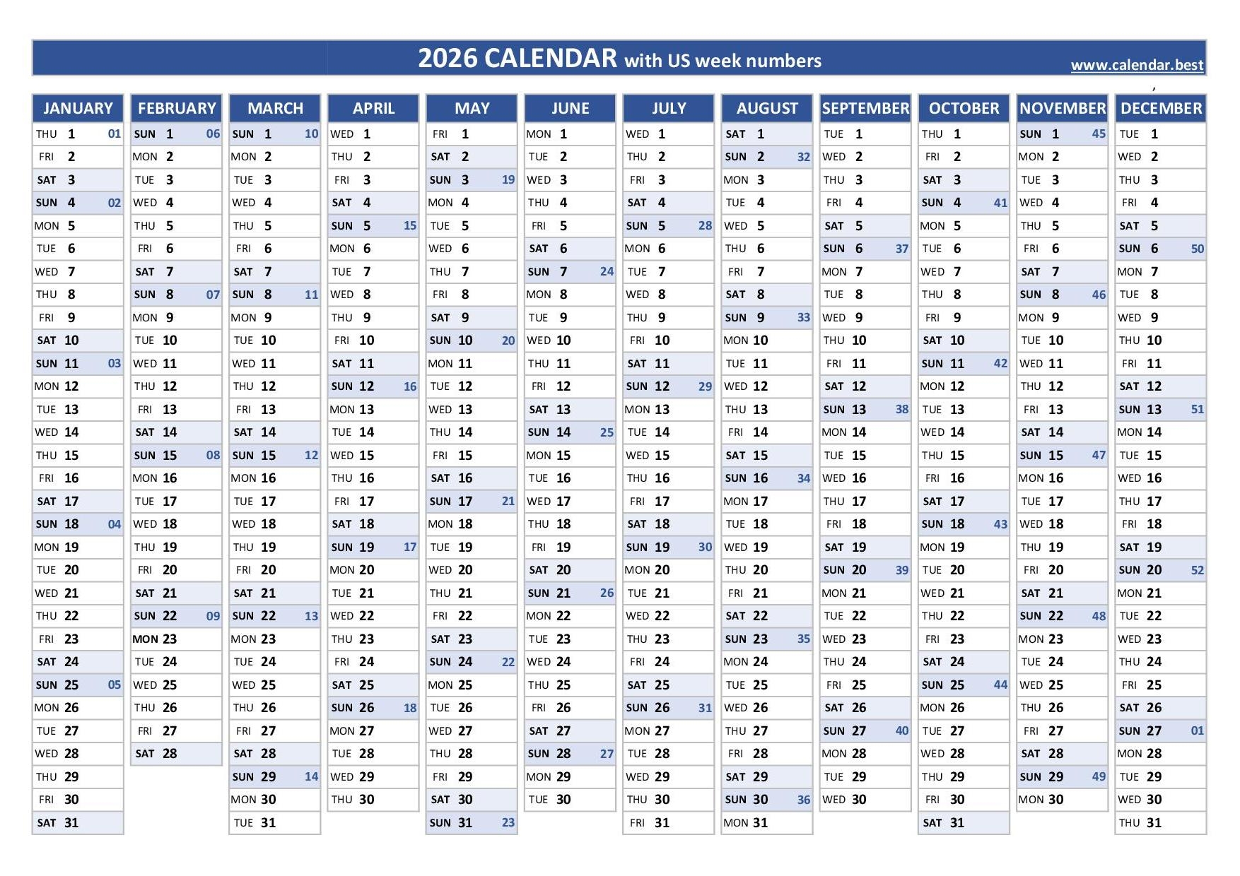 2026 Uk Calendar With Week Numbers