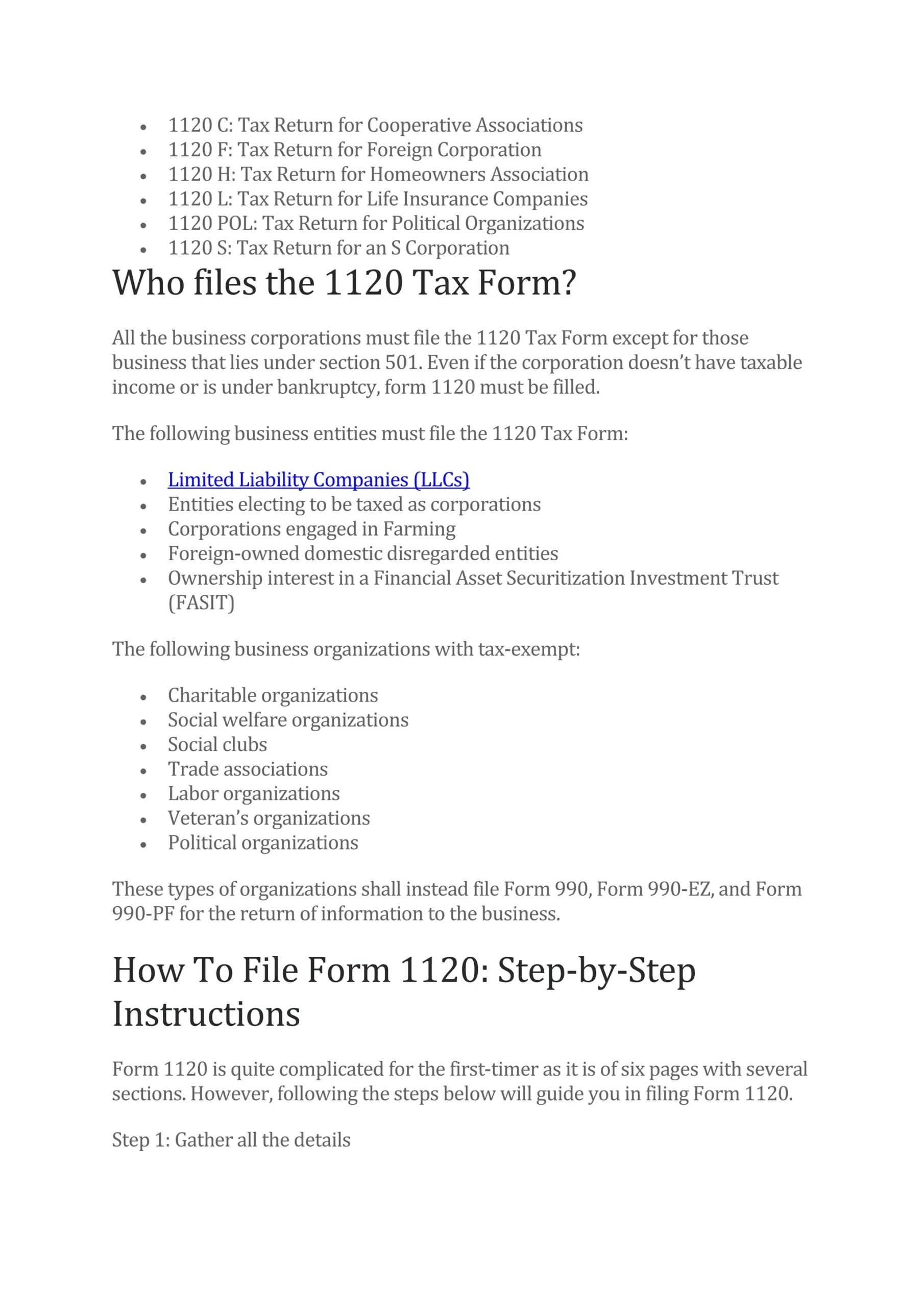 Form 1120-H 2026 Instructions