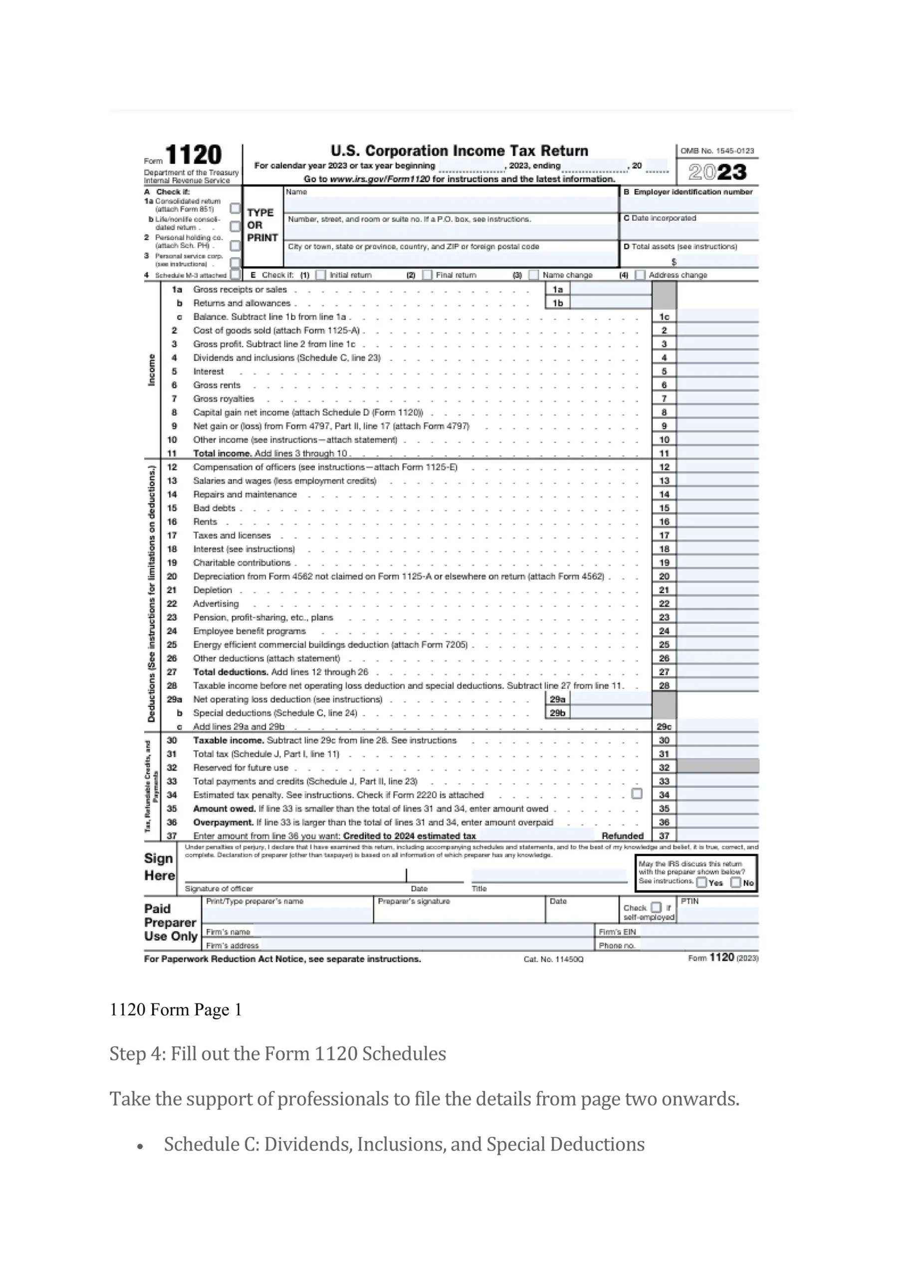 What Is An 1120 Tax Form How To File It PDF