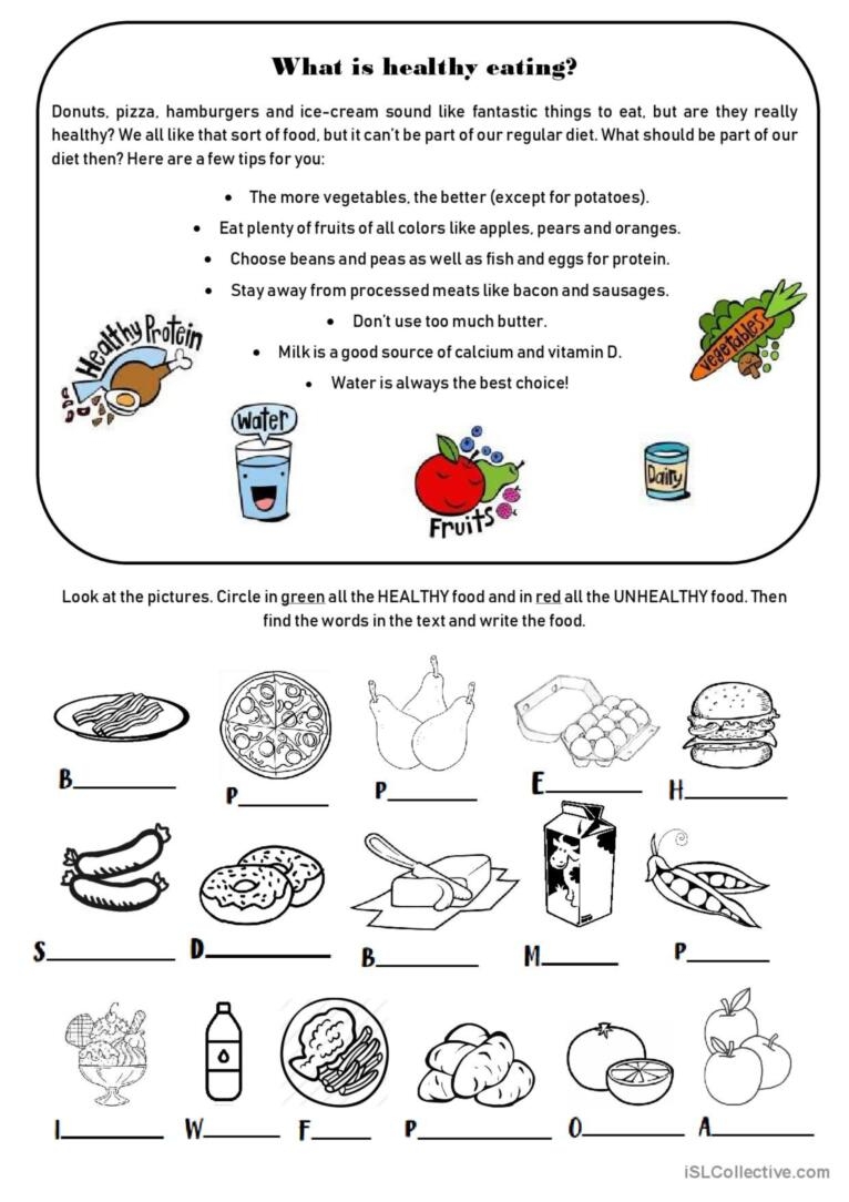 What Is Healthy Eating Reading For English ESL Worksheets Pdf amp Doc