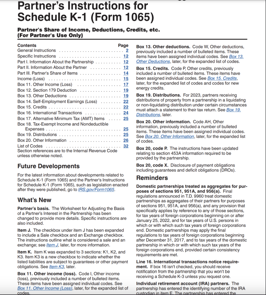 Irs Form K-1 1065 Instructions