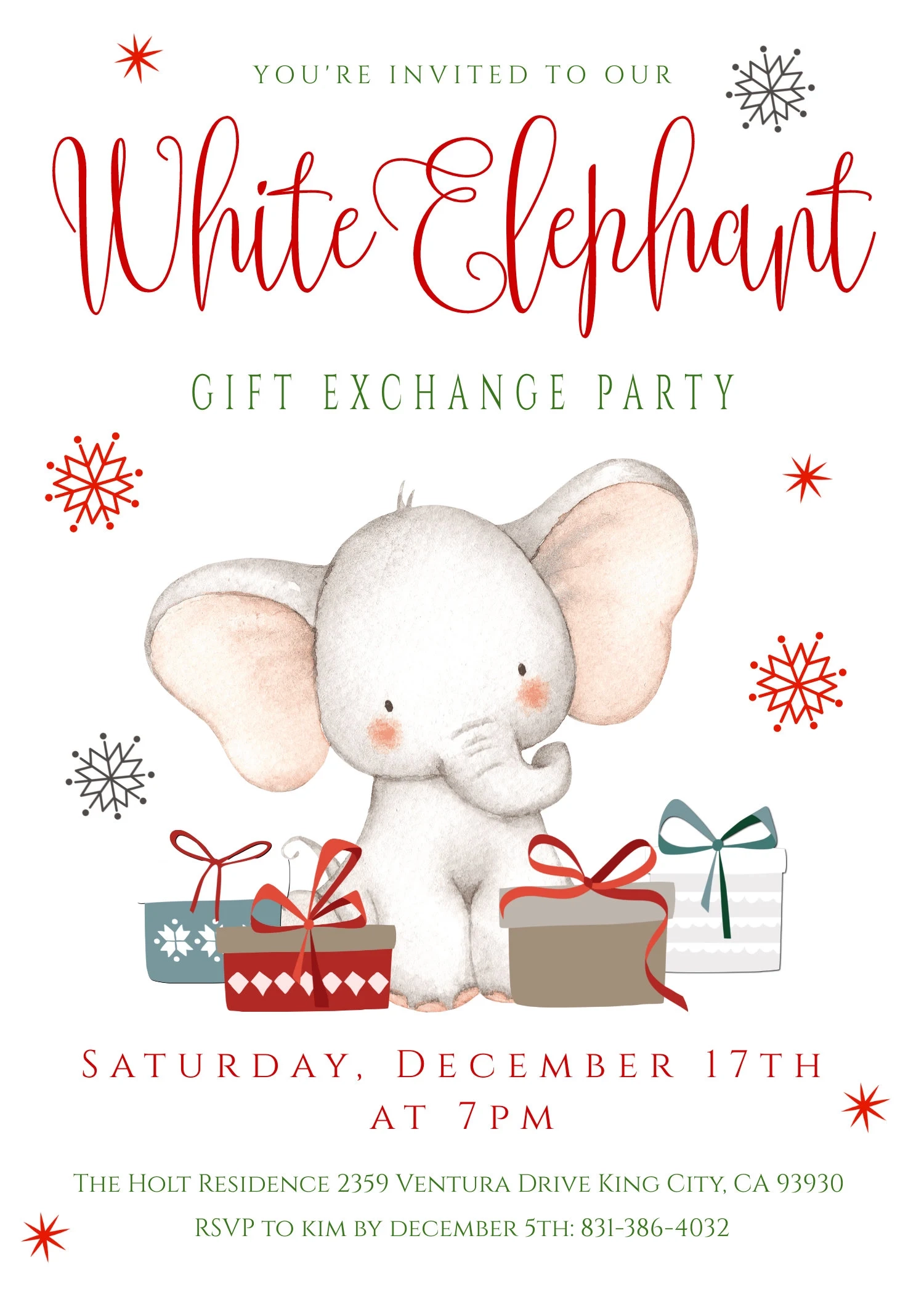 White Elephant Gift Exchange Party Template Set Gift Exchange 