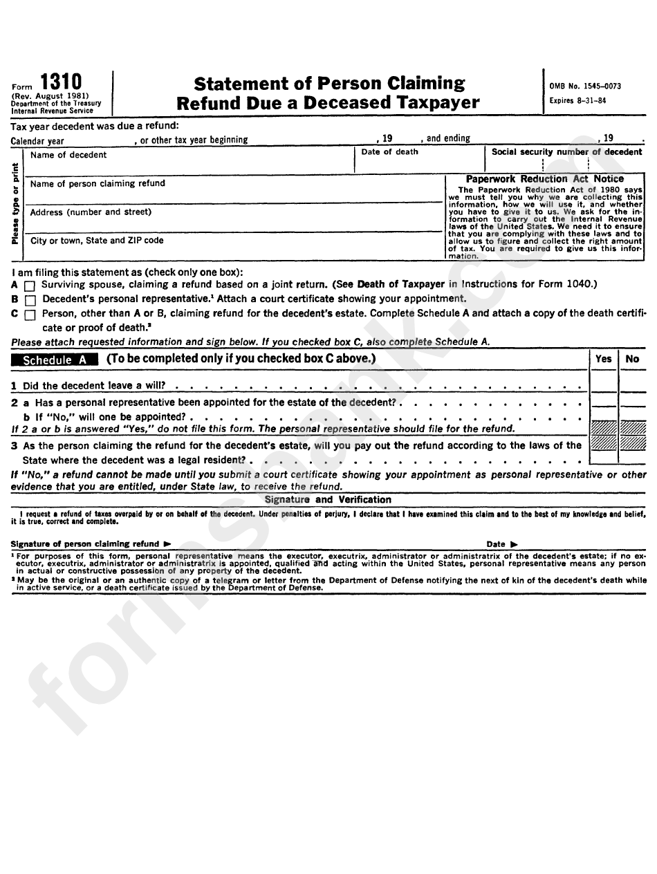Irs 1310 Form Printable