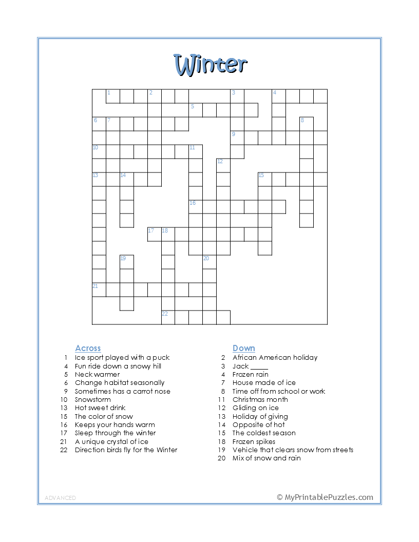 Crossword Puzzles Free Printable