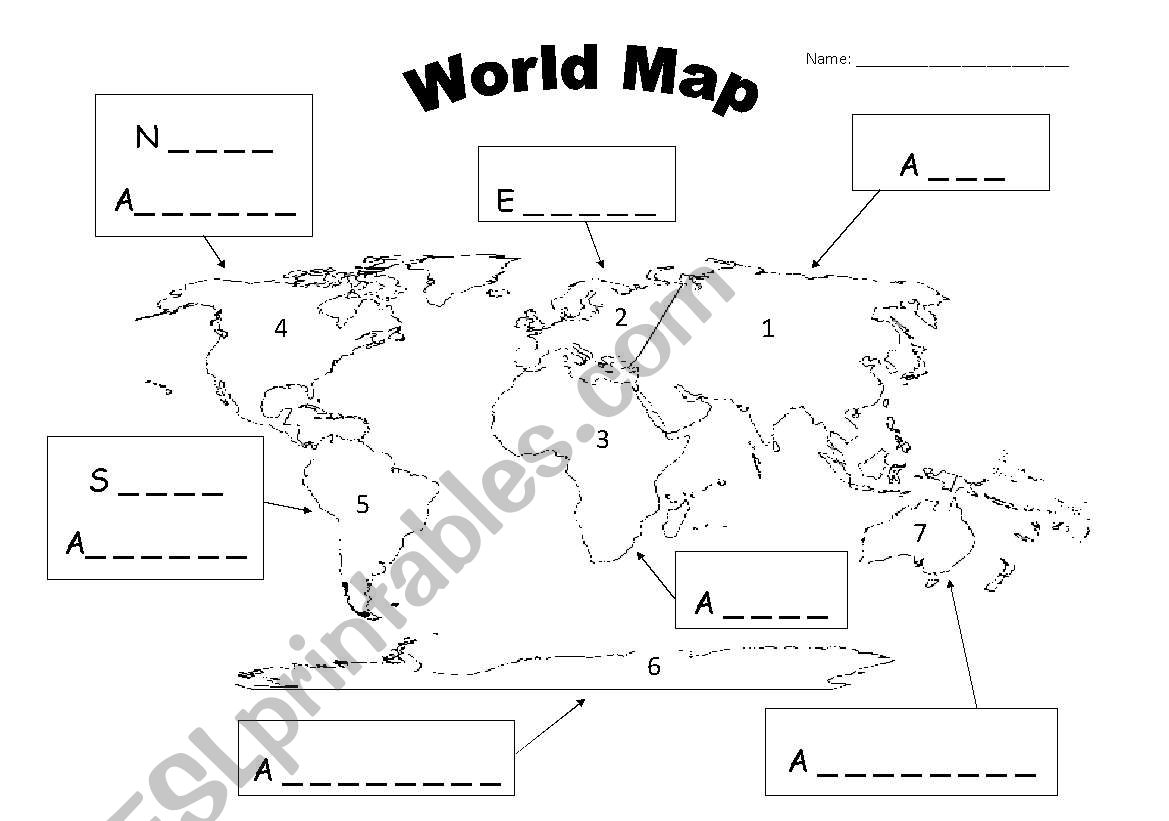Continents Of The World Worksheet