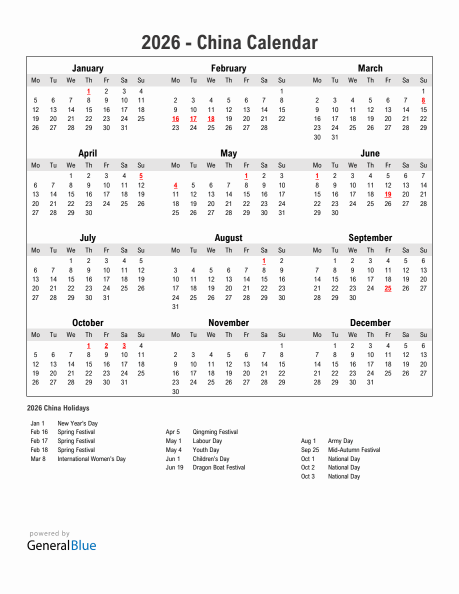 2026 Calendar With Holidays Hong Kong Printable