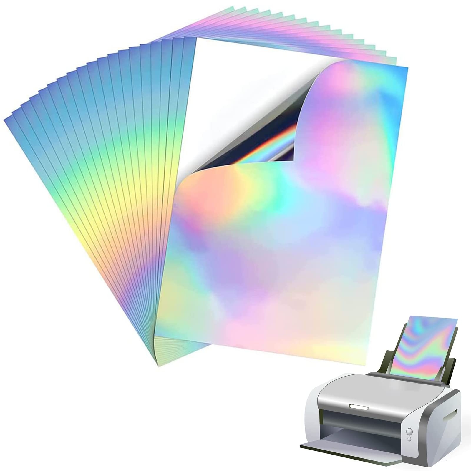 Yzswdox Pack Of 20 A4 Hologram Paper Sticker Paper Printable 
