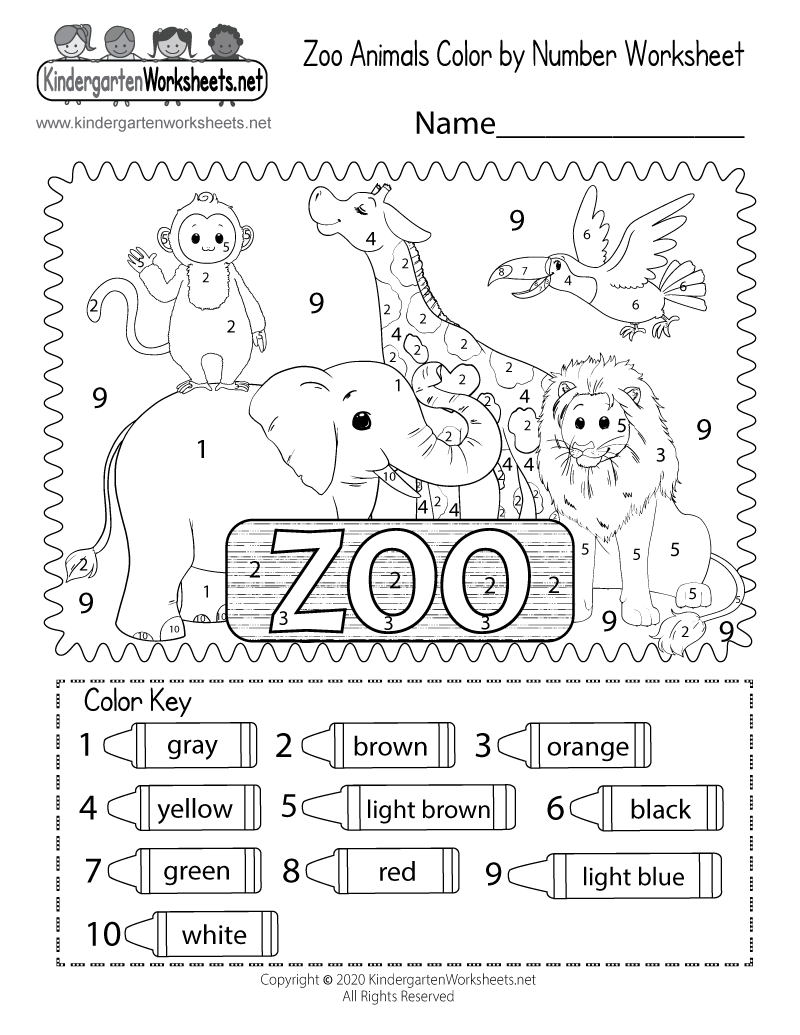 Zoo Animals Color By Number Worksheet Free Printable Digital amp PDF